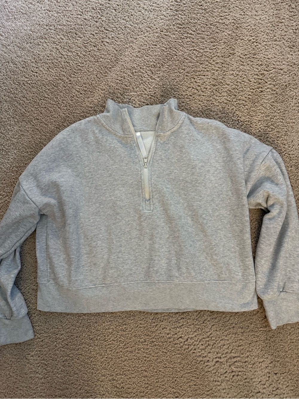 Fabletics Women's Light Gray Half-Zip Pullover Sweater